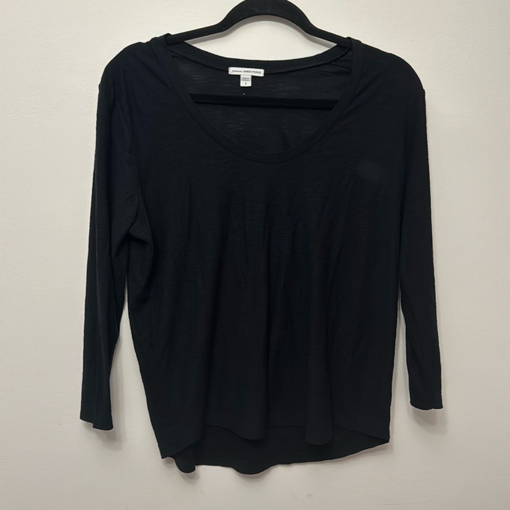 James Perse Three Quarter Length Basic Black T-Sh… - image 1